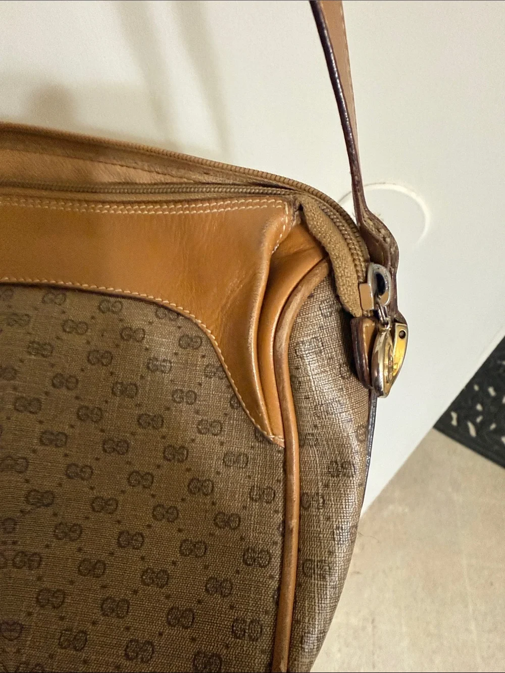 Gucci Tan/Brown Monogram Crossbody Bag